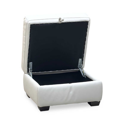 World of Leather ‘Nixon’ Nc-156e Frost White Leather Storage Footstool Furniture Village