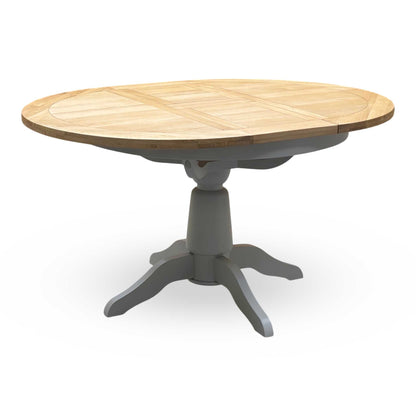 ‘Lewis’ Natural Oak Round Pedestal Butterfly Extending Dining Table Furniture Village