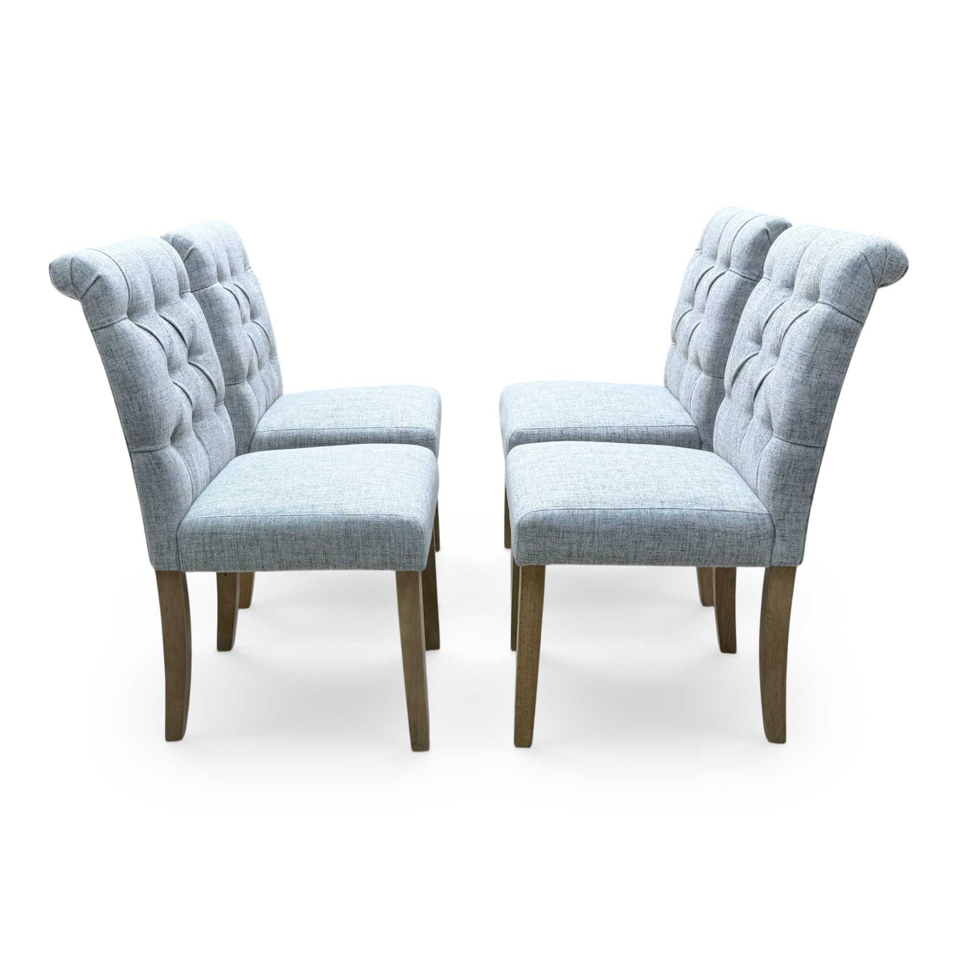 'Lewis' Mist Grey Fabric Button Back Dining Chairs - Set of 4 Furniture Village