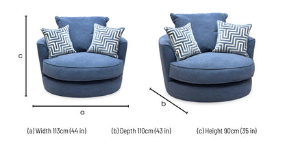 ‘Legend’ Cosmo Navy Blue Fabric Classic Back Swivel Chair Furniture Village