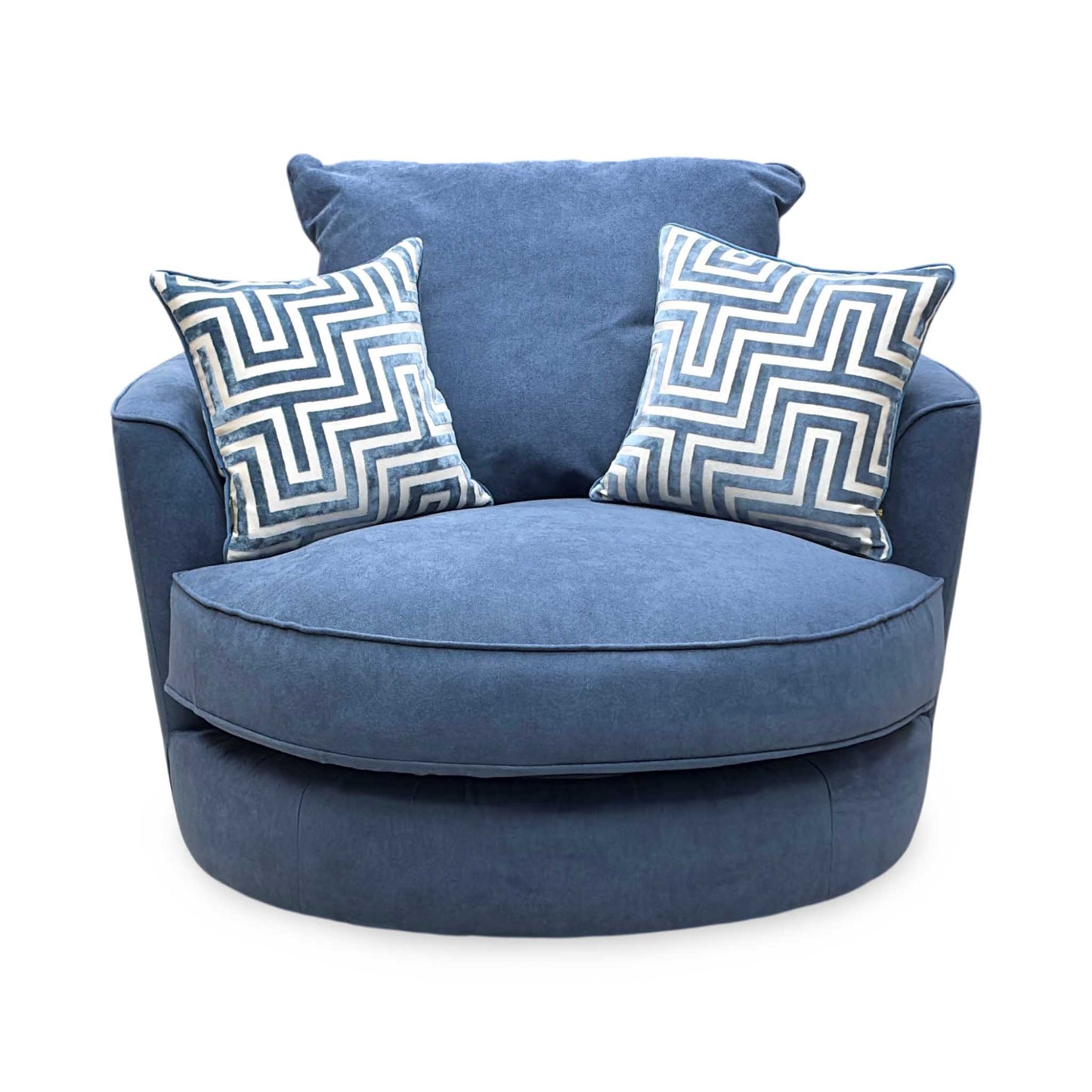 ‘Legend’ Cosmo Navy Blue Fabric Classic Back Swivel Chair Furniture Village