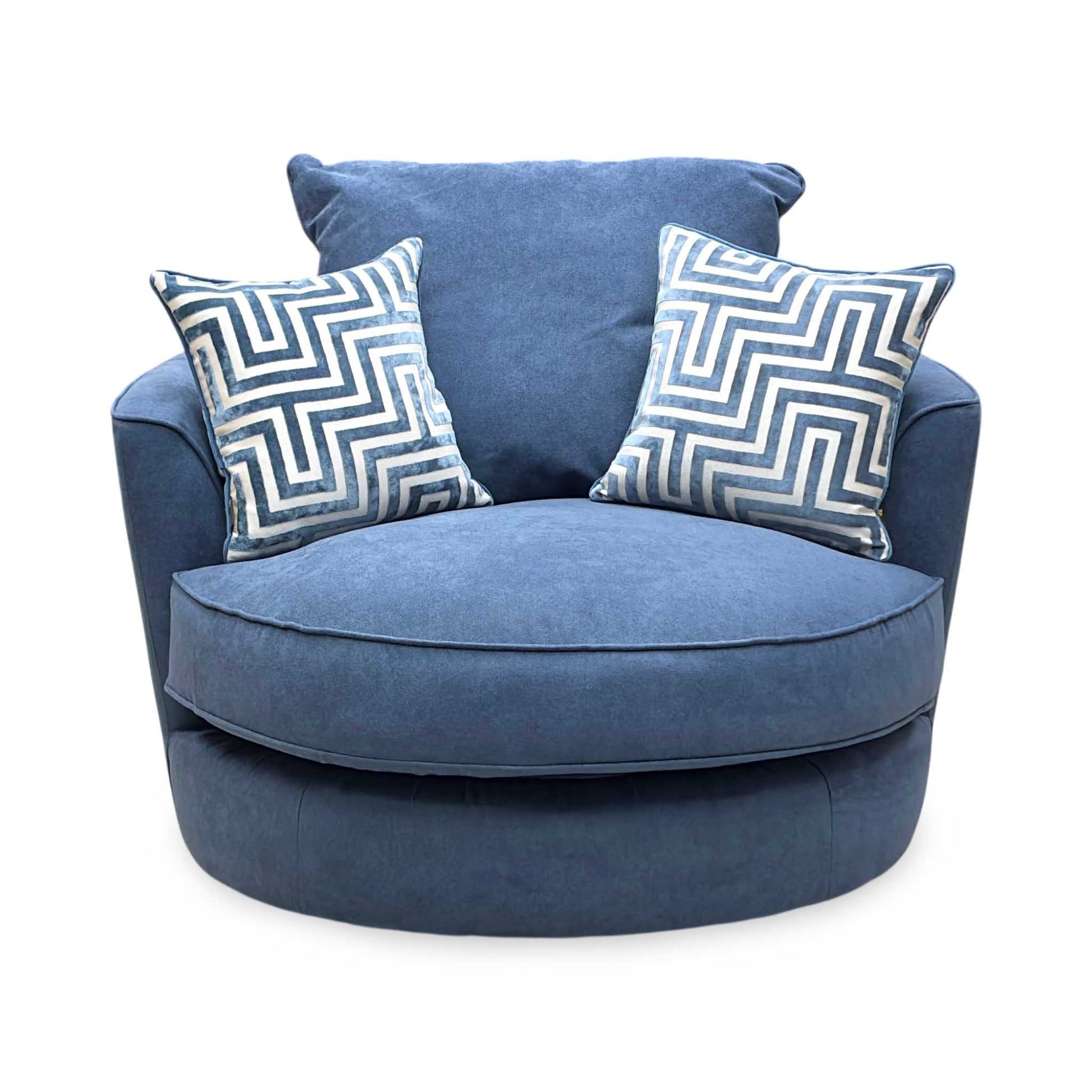 ‘Legend’ Cosmo Navy Blue Fabric Classic Back Swivel Chair Furniture Village