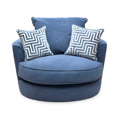 ‘Legend’ Cosmo Navy Blue Fabric Classic Back Swivel Chair Furniture Village