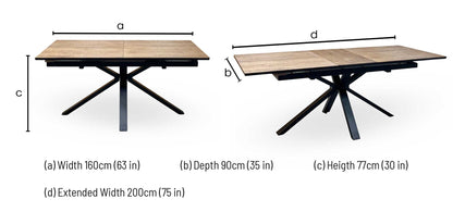 'Jupiter’ Dark Oak Pop Up Extending Dining Table Furniture Village