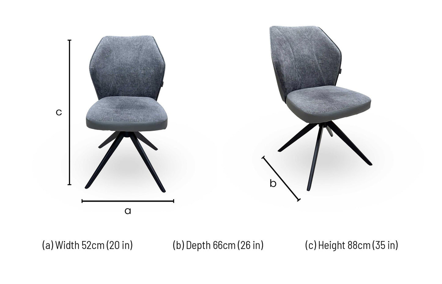 'Julio' G6 Anthracite Grey Fabric Swivel Dining Chair Furniture Village