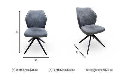 'Julio' G6 Anthracite Grey Fabric Swivel Dining Chair Furniture Village