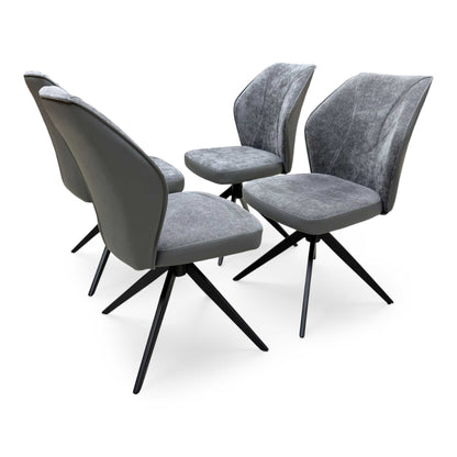 'Julio' G6 Anthracite Grey Fabric Set of 4 Swivel Dining Chairs Furniture Village