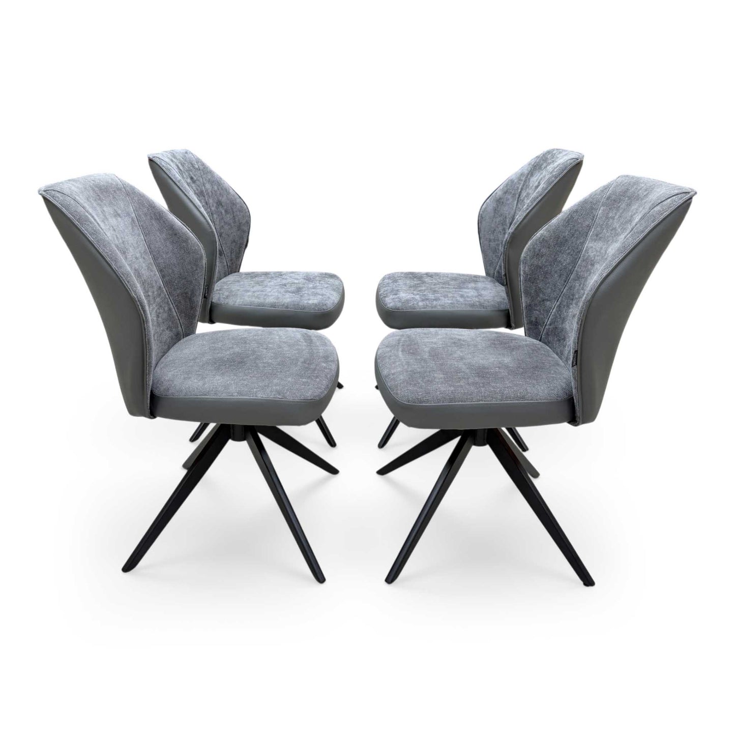 'Julio' G6 Anthracite Grey Fabric Set of 4 Swivel Dining Chairs Furniture Village