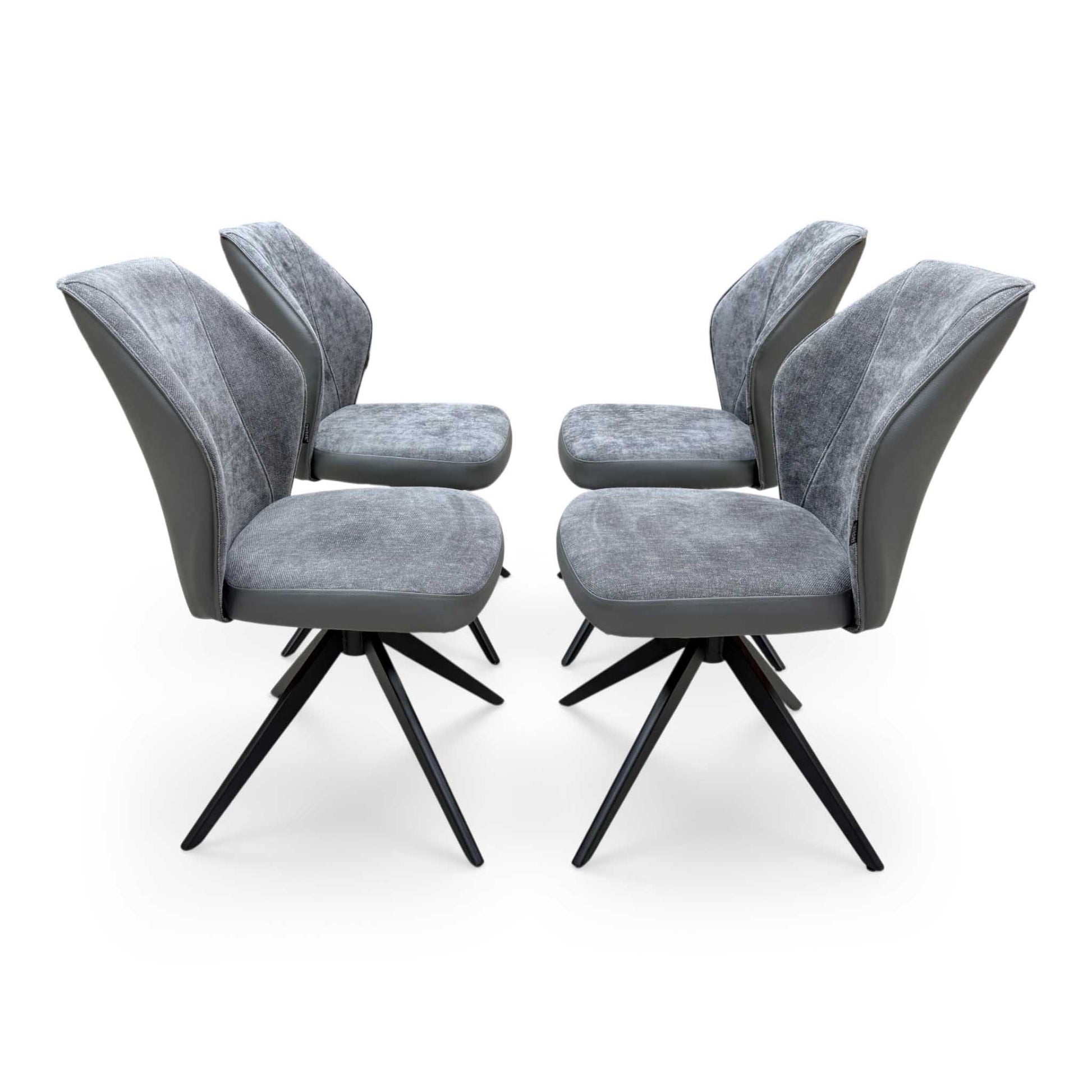 'Julio' G6 Anthracite Grey Fabric Set of 4 Swivel Dining Chairs Furniture Village