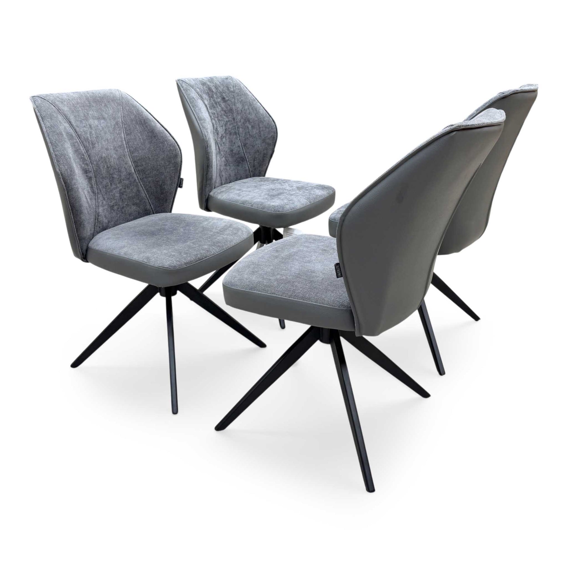 'Julio' G6 Anthracite Grey Fabric Set of 4 Swivel Dining Chairs Furniture Village