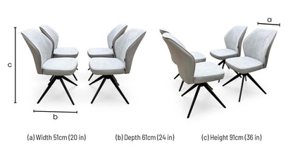 'Julio' G5 Stone Grey Fabric Set of 4 Swivel Dining Chairs Furniture Village