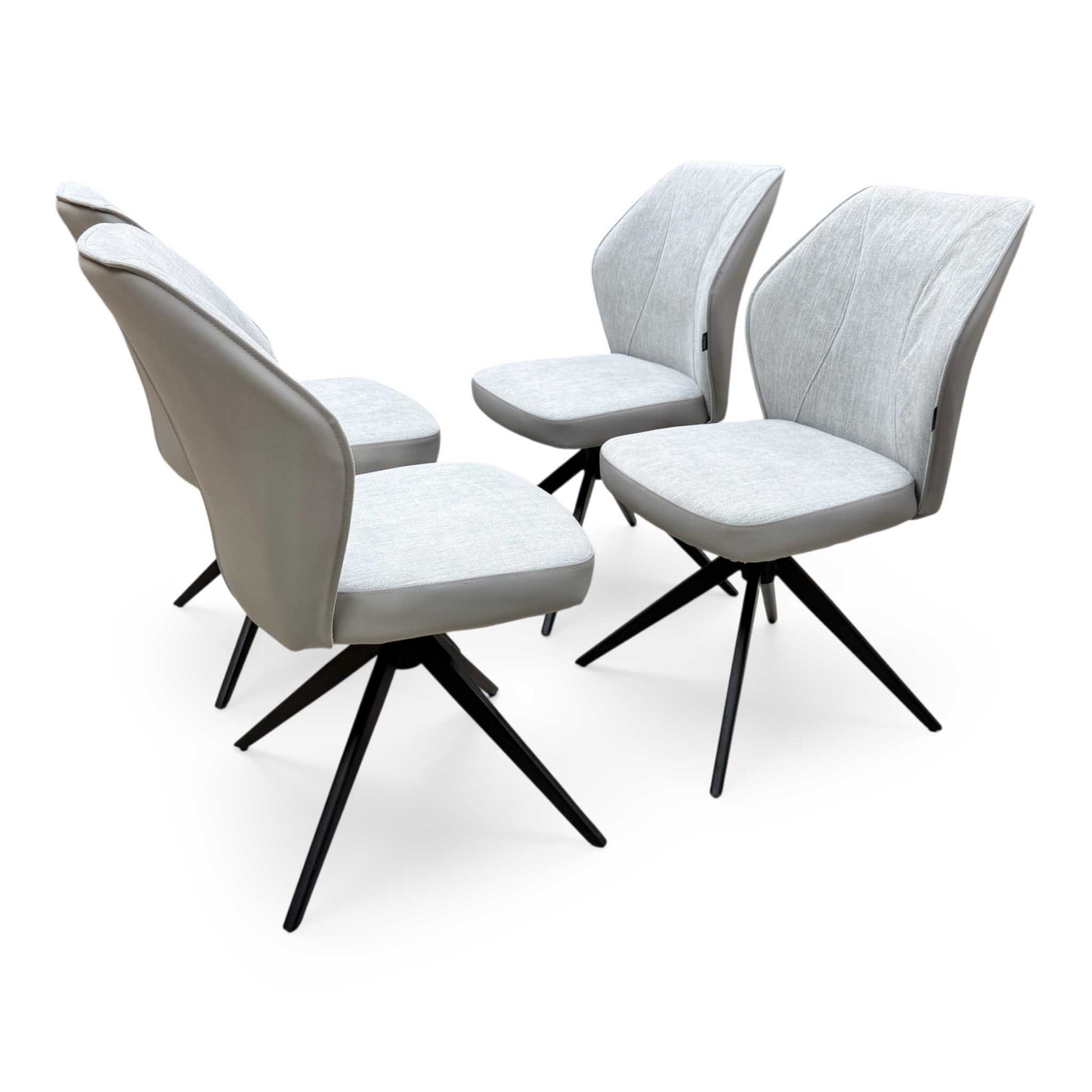 'Julio' G5 Stone Grey Fabric Set of 4 Swivel Dining Chairs Furniture Village