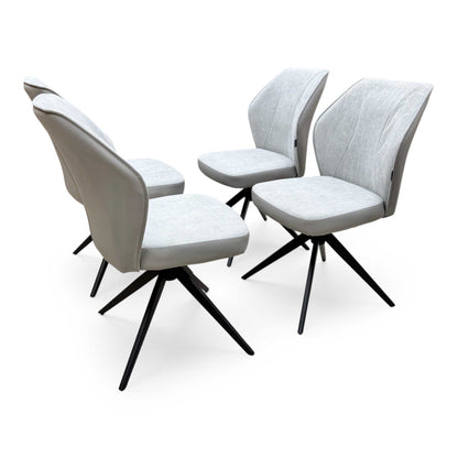 'Julio' G5 Stone Grey Fabric Set of 4 Swivel Dining Chairs Furniture Village