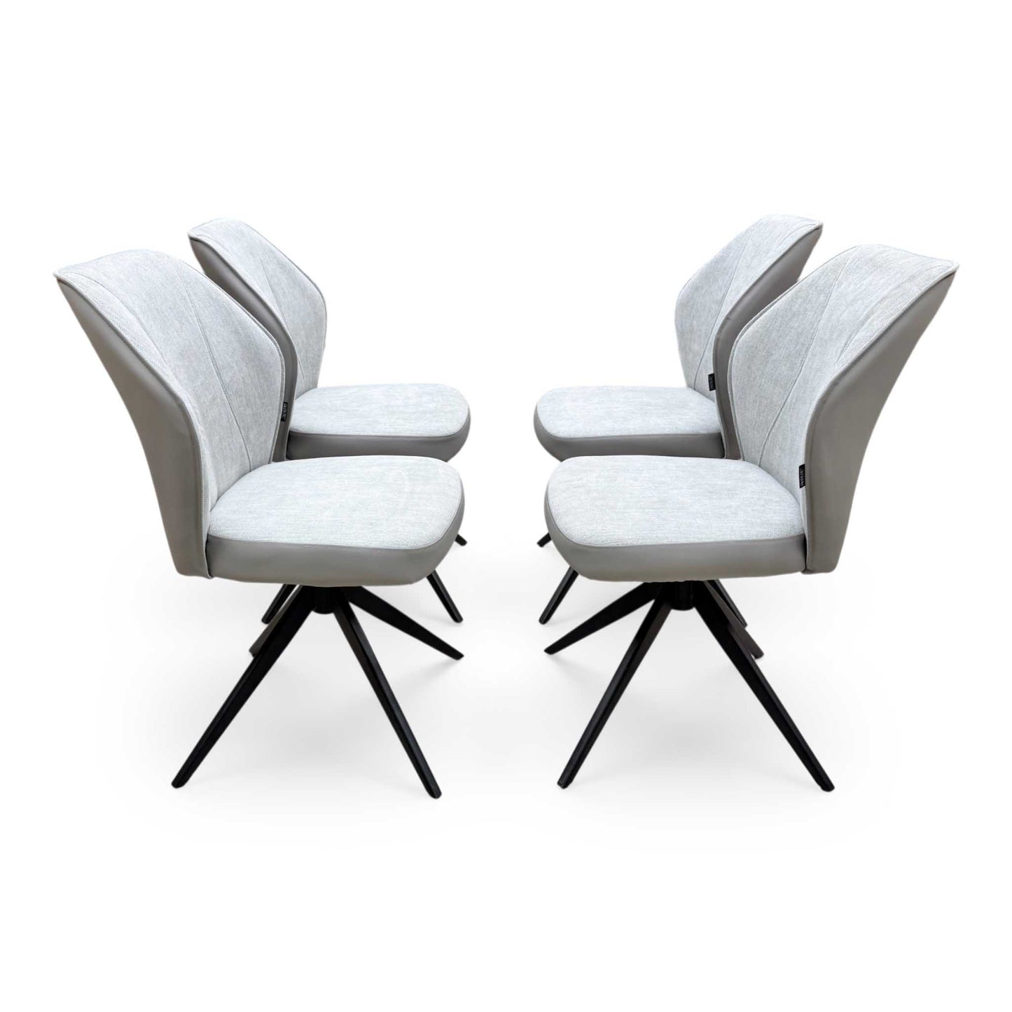 'Julio' G5 Stone Grey Fabric Set of 4 Swivel Dining Chairs Furniture Village