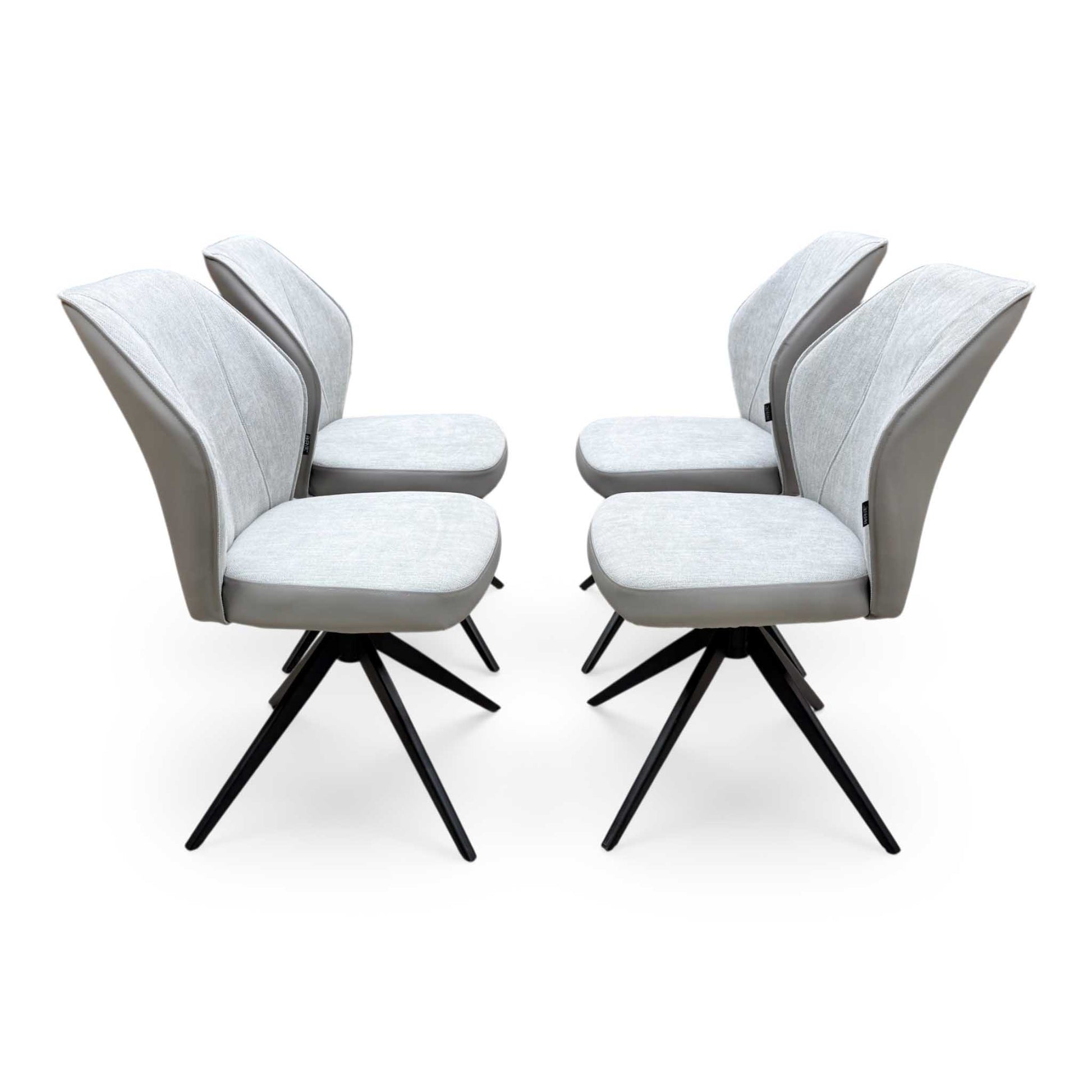 'Julio' G5 Stone Grey Fabric Set of 4 Swivel Dining Chairs Furniture Village