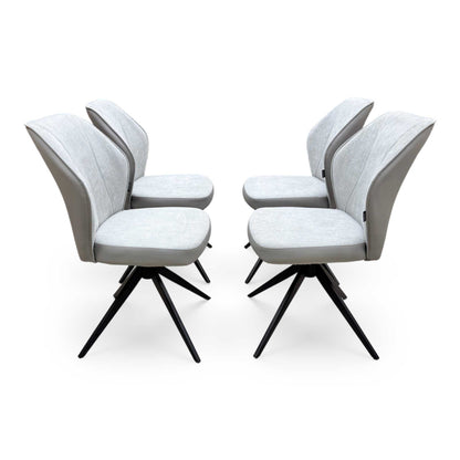 'Julio' G5 Stone Grey Fabric Set of 4 Swivel Dining Chairs Furniture Village