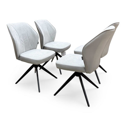 'Julio' G5 Stone Grey Fabric Set of 4 Swivel Dining Chairs Furniture Village
