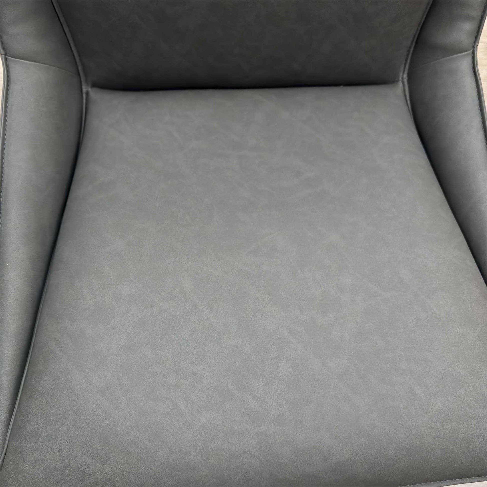 ‘Catalina’ Grey Ceramic Small Extending Dining Table with Dark Grey Faux Leather Set of 4 Swivel Dining Chairs Furniture Village