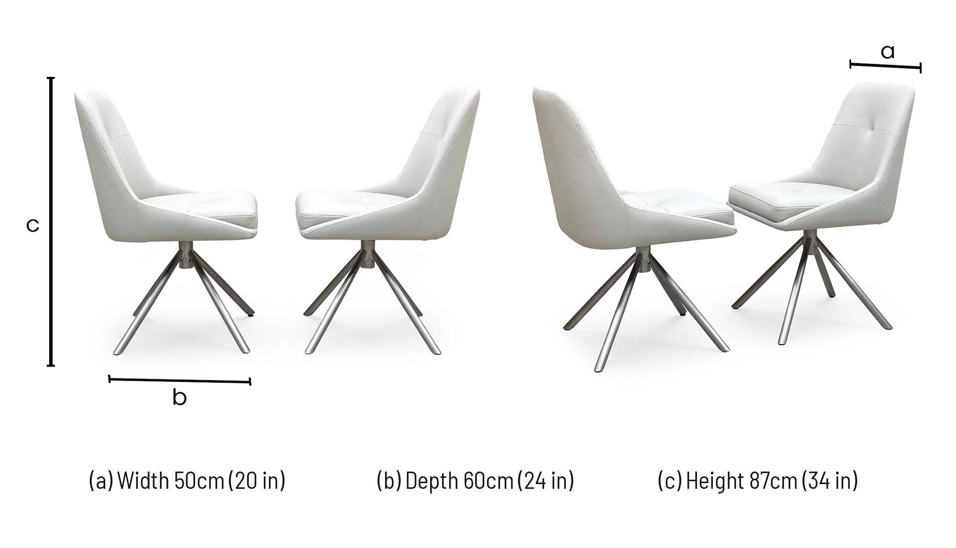 ‘Avorio' Neutral Faux Leather Set of 2 Swivel Dining Chairs Furniture Village