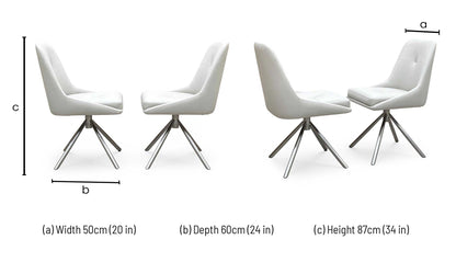 ‘Avorio' Neutral Faux Leather Set of 2 Swivel Dining Chairs Furniture Village