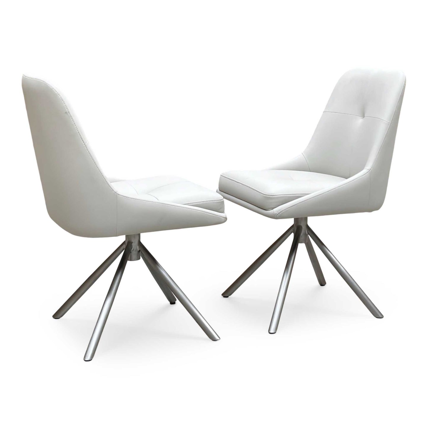 ‘Avorio' Neutral Faux Leather Set of 2 Swivel Dining Chairs Furniture Village