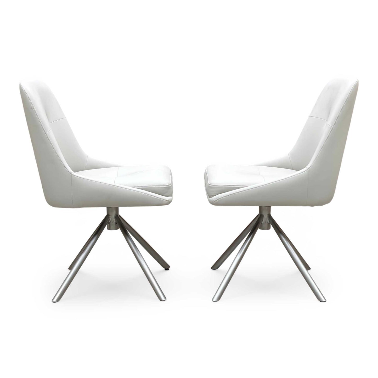 ‘Avorio' Neutral Faux Leather Set of 2 Swivel Dining Chairs Furniture Village