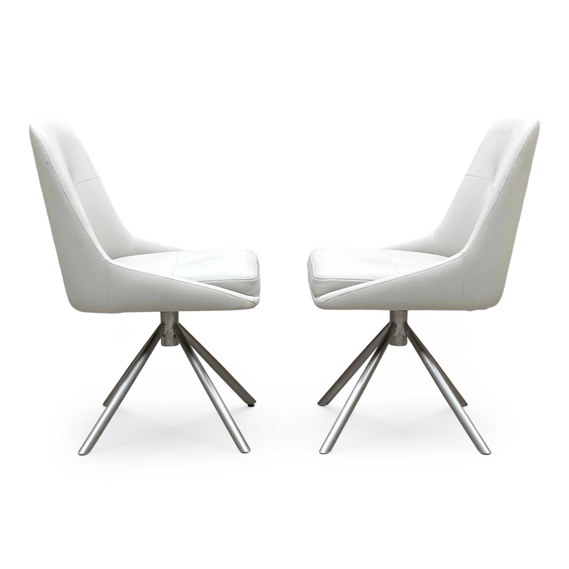 ‘Avorio' Neutral Faux Leather Set of 2 Swivel Dining Chairs Furniture Village