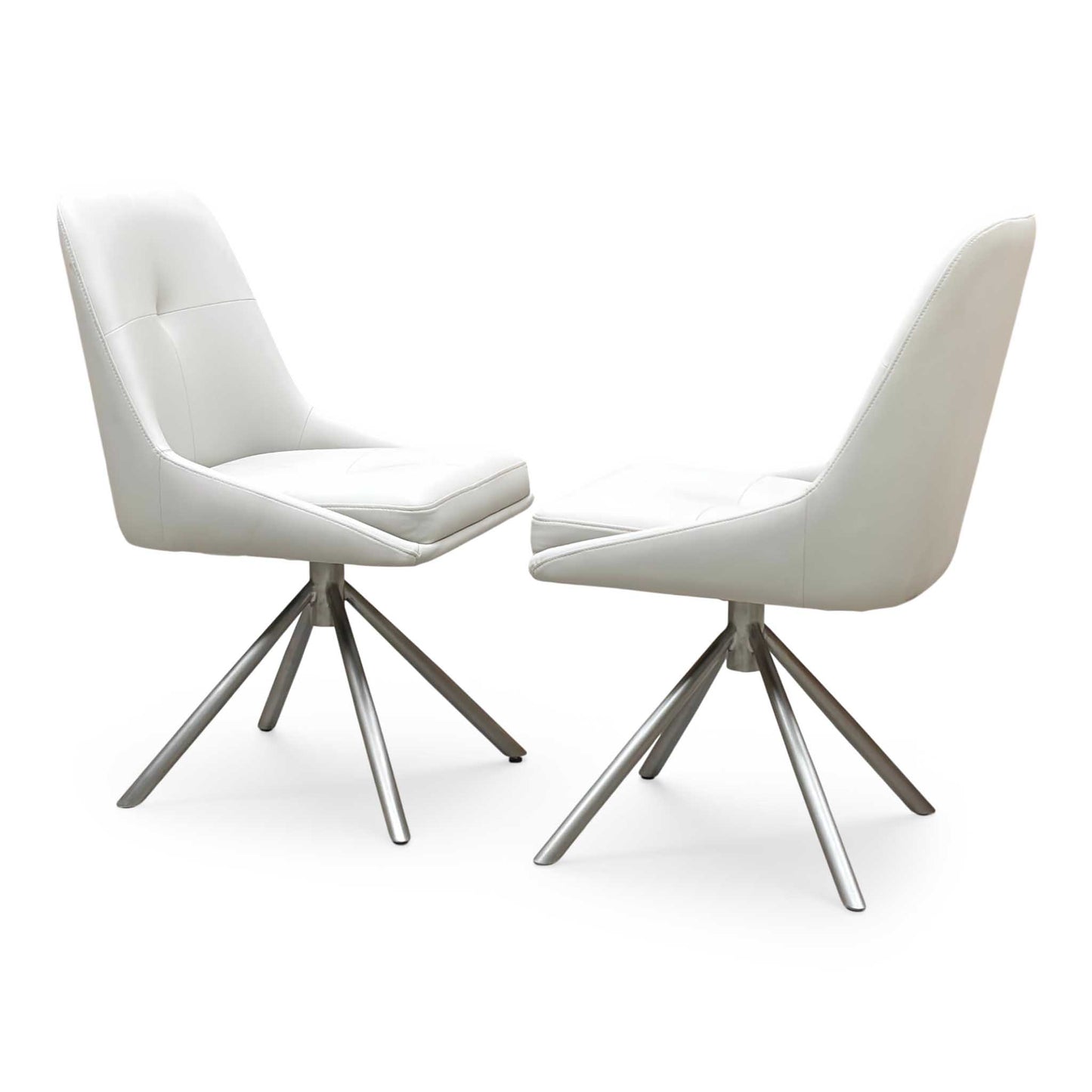 ‘Avorio' Neutral Faux Leather Set of 2 Swivel Dining Chairs Furniture Village