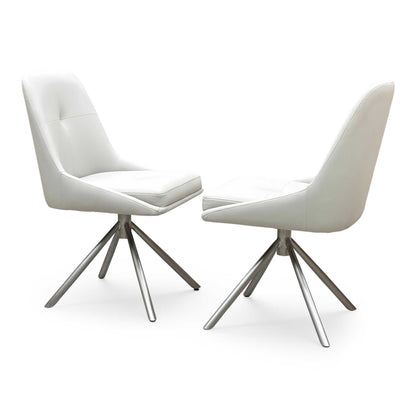 ‘Avorio' Neutral Faux Leather Set of 2 Swivel Dining Chairs Furniture Village