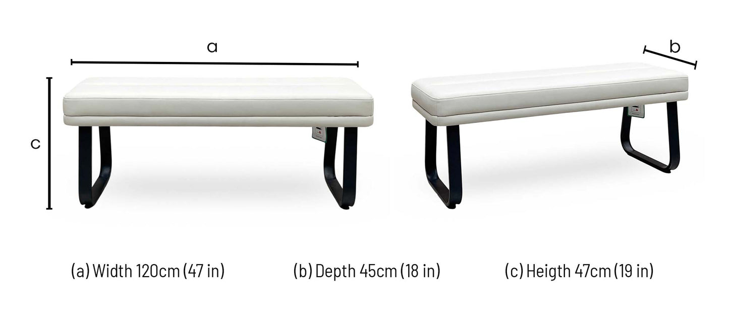 ‘Avuno’ Neutral Faux Leather Low Dining Bench Furniture Village