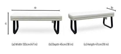 ‘Avuno’ Neutral Faux Leather Low Dining Bench Furniture Village