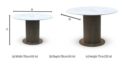 ‘Aimar’ White Ceramic Top 115cm Round Dining Table Furniture Village