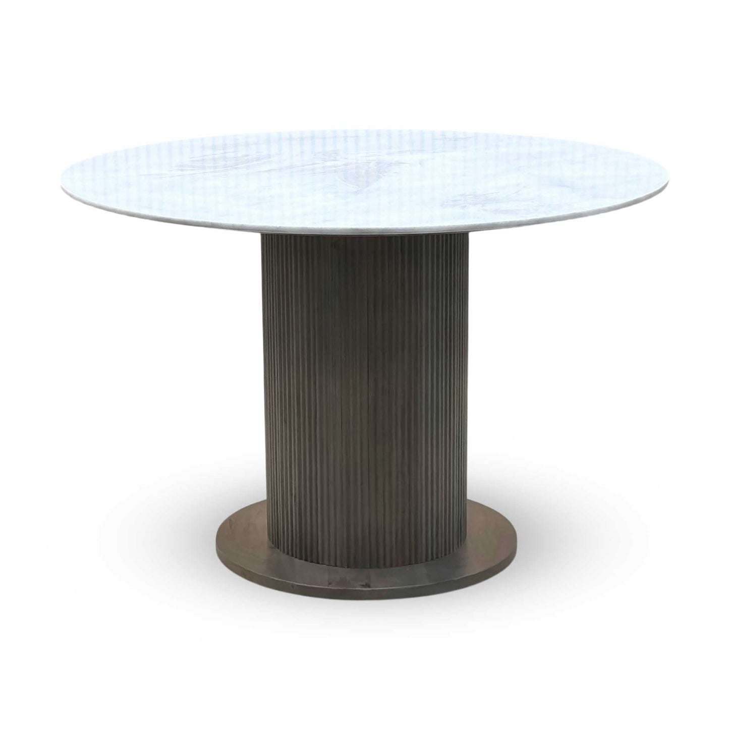 ‘Aimar’ White Ceramic Top 115cm Round Dining Table Furniture Village