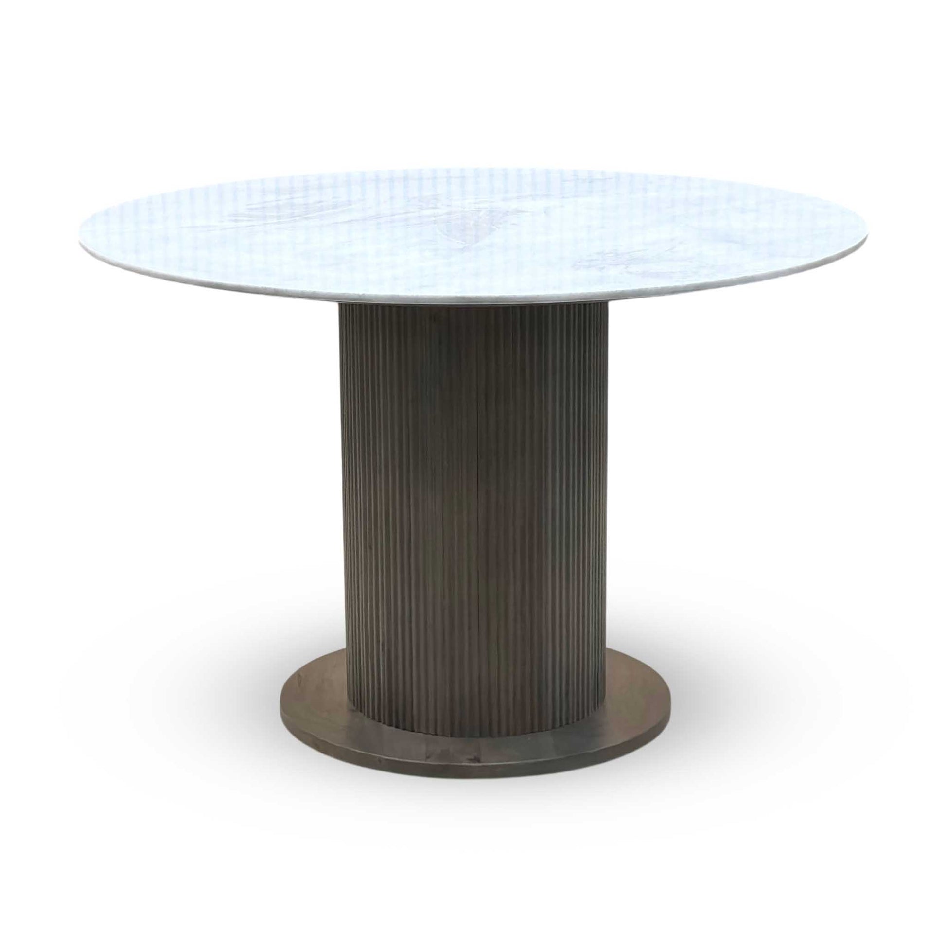 ‘Aimar’ White Ceramic Top 115cm Round Dining Table Furniture Village