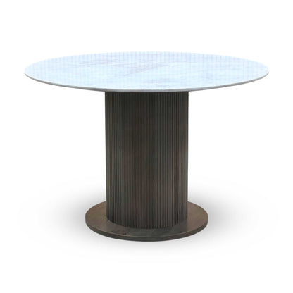 ‘Aimar’ White Ceramic Top 115cm Round Dining Table Furniture Village