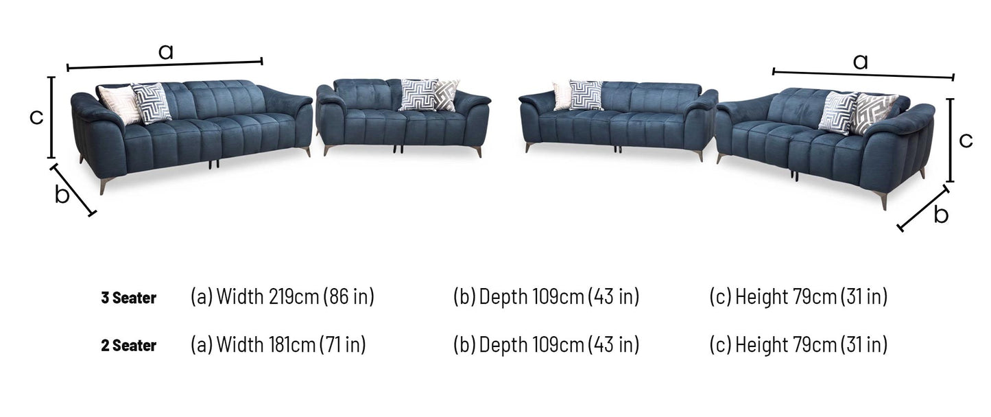 ‘Angelo’ Giula Dark Blue Gl-0108 Velvet 3 + 2 Seater Sofa Set Furniture Village