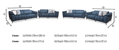 ‘Angelo’ Giula Dark Blue Gl-0108 Velvet 3 + 2 Seater Sofa Set Furniture Village
