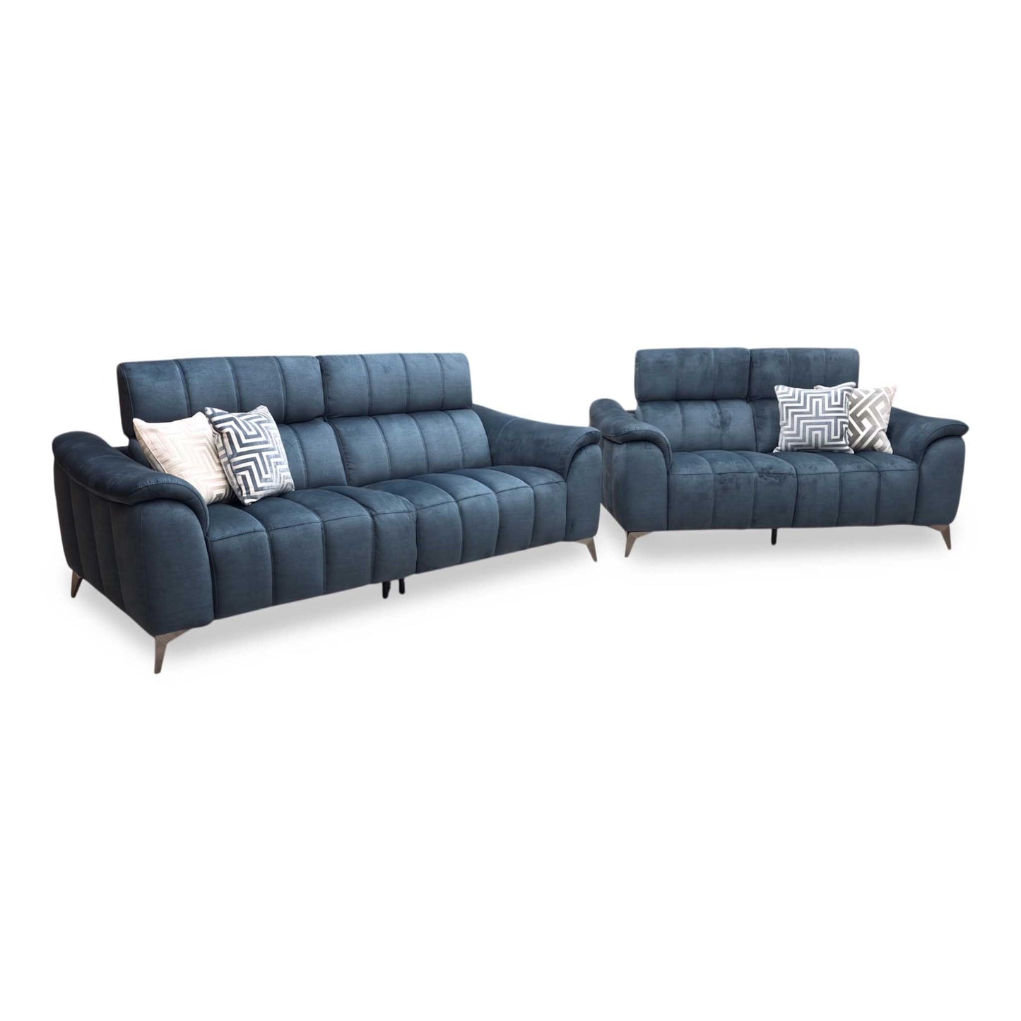 ‘Angelo’ Giula Dark Blue Gl-0108 Velvet 3 + 2 Seater Sofa Set Furniture Village