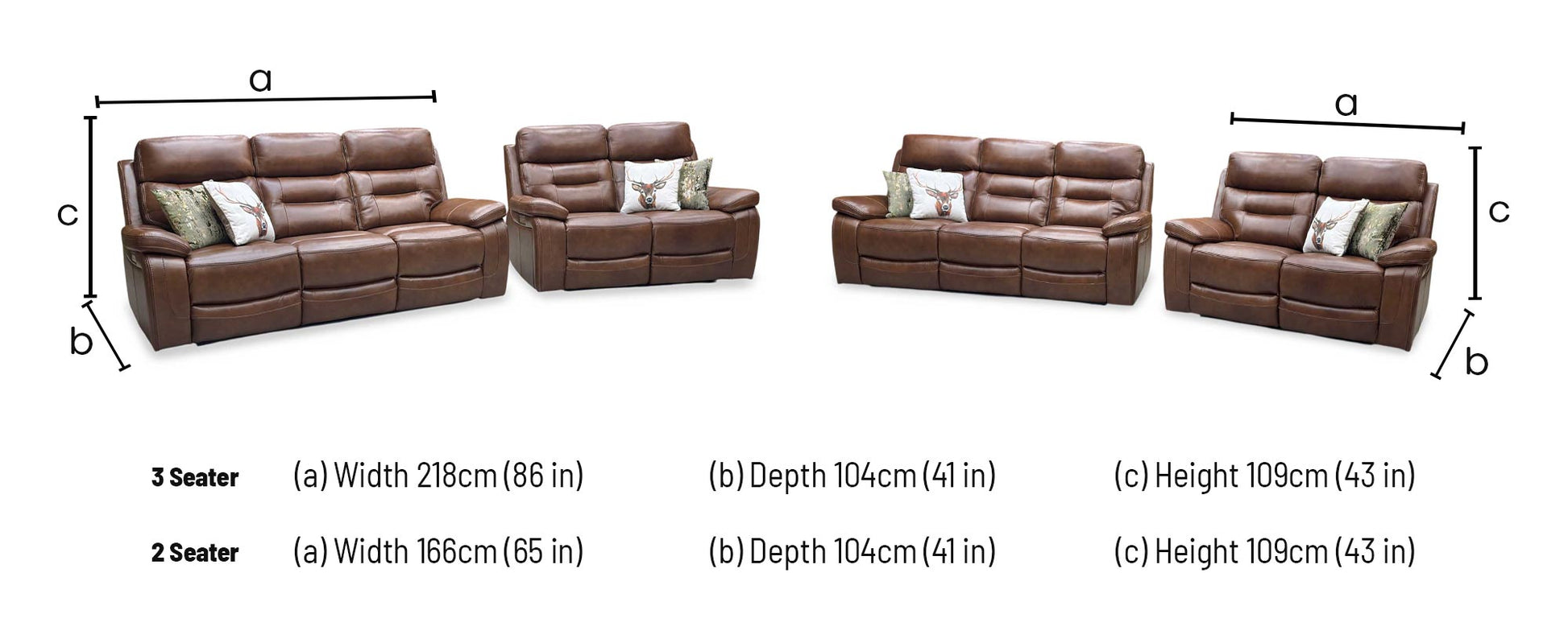 ‘Brandon’ Brown Full Leather 3 + 2 Seater Power Recliner Sofa Set Thornbrook (a Joseph James brand)