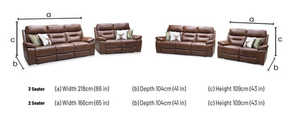 ‘Brandon’ Brown Full Leather 3 + 2 Seater Power Recliner Sofa Set Thornbrook (a Joseph James brand)