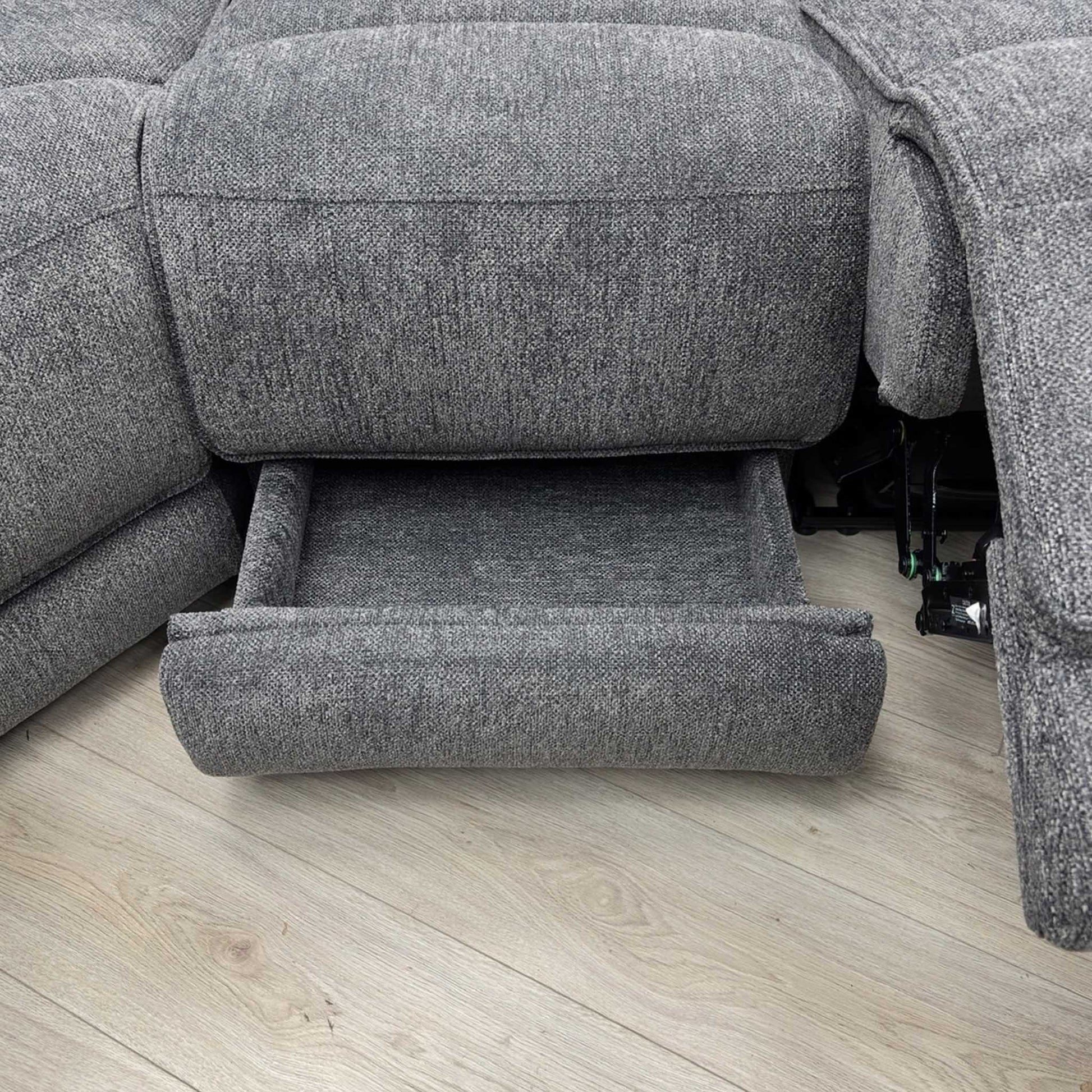 'Costa' Power Recliner Charcoal Grey Weave Fabric Left Hand Corner Sofa with Cupholders, Storage and Bluetooth Speakers and Power Headrests Thornbrook (a Joseph James brand)