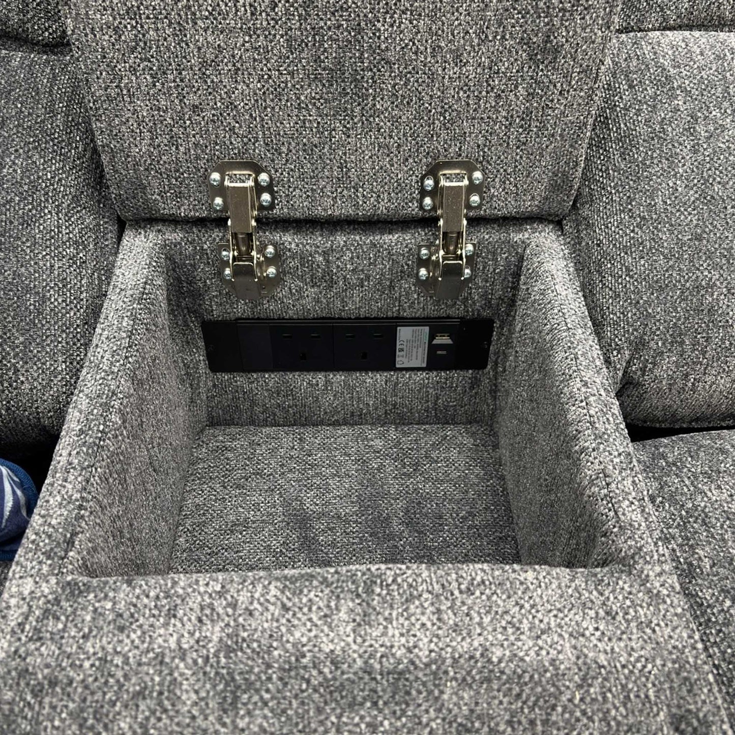'Costa' Power Recliner Charcoal Grey Weave Fabric Left Hand Corner Sofa with Cupholders, Storage and Bluetooth Speakers and Power Headrests Thornbrook (a Joseph James brand)