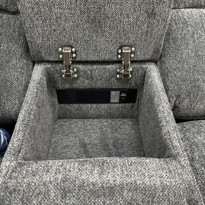'Costa' Power Recliner Charcoal Grey Weave Fabric Left Hand Corner Sofa with Cupholders, Storage and Bluetooth Speakers and Power Headrests Thornbrook (a Joseph James brand)