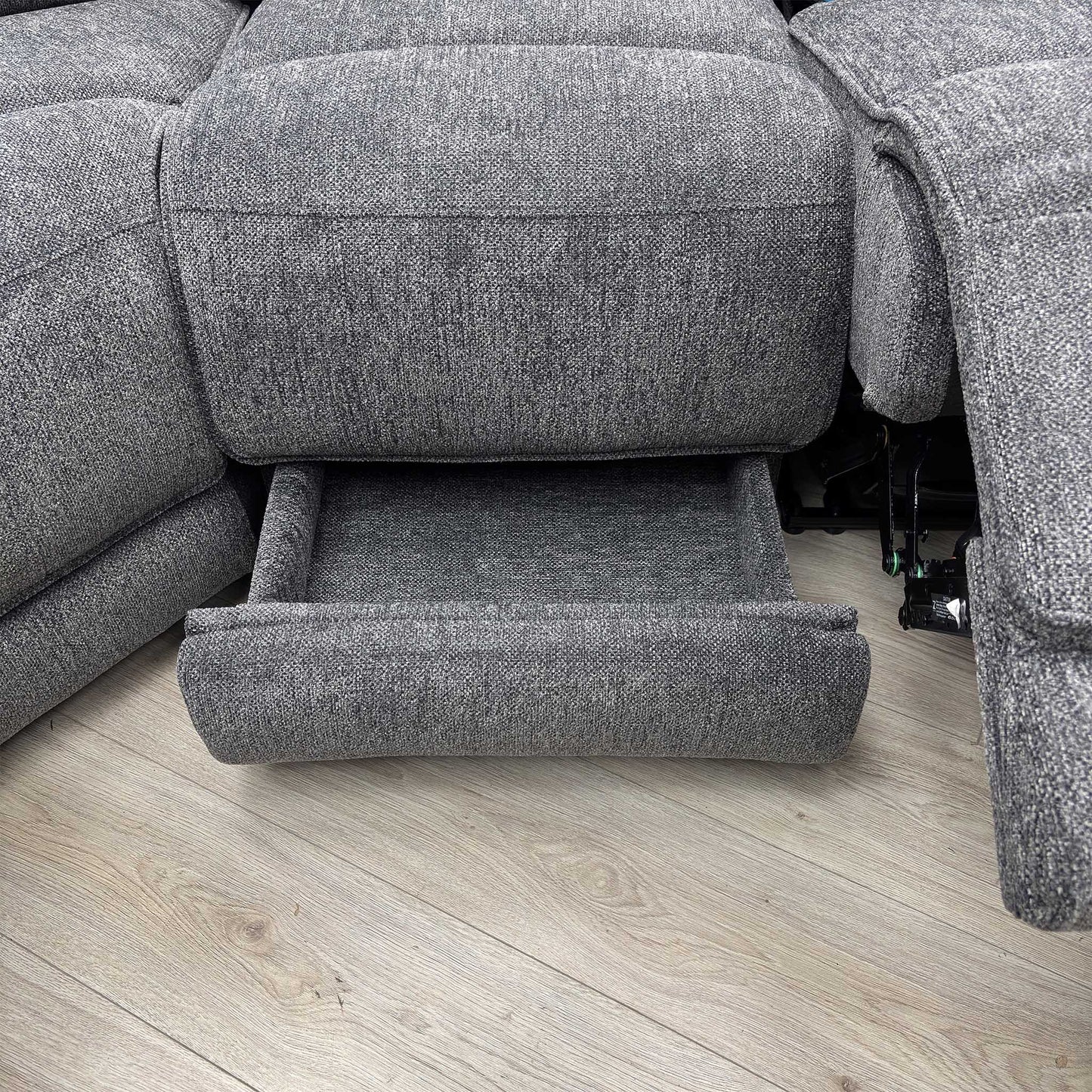 'Costa' Power Recliner Charcoal Grey Weave Fabric Right Hand Corner Sofa with Cupholders, Storage and Bluetooth Speakers and Power Headrests Thornbrook (a Joseph James brand)