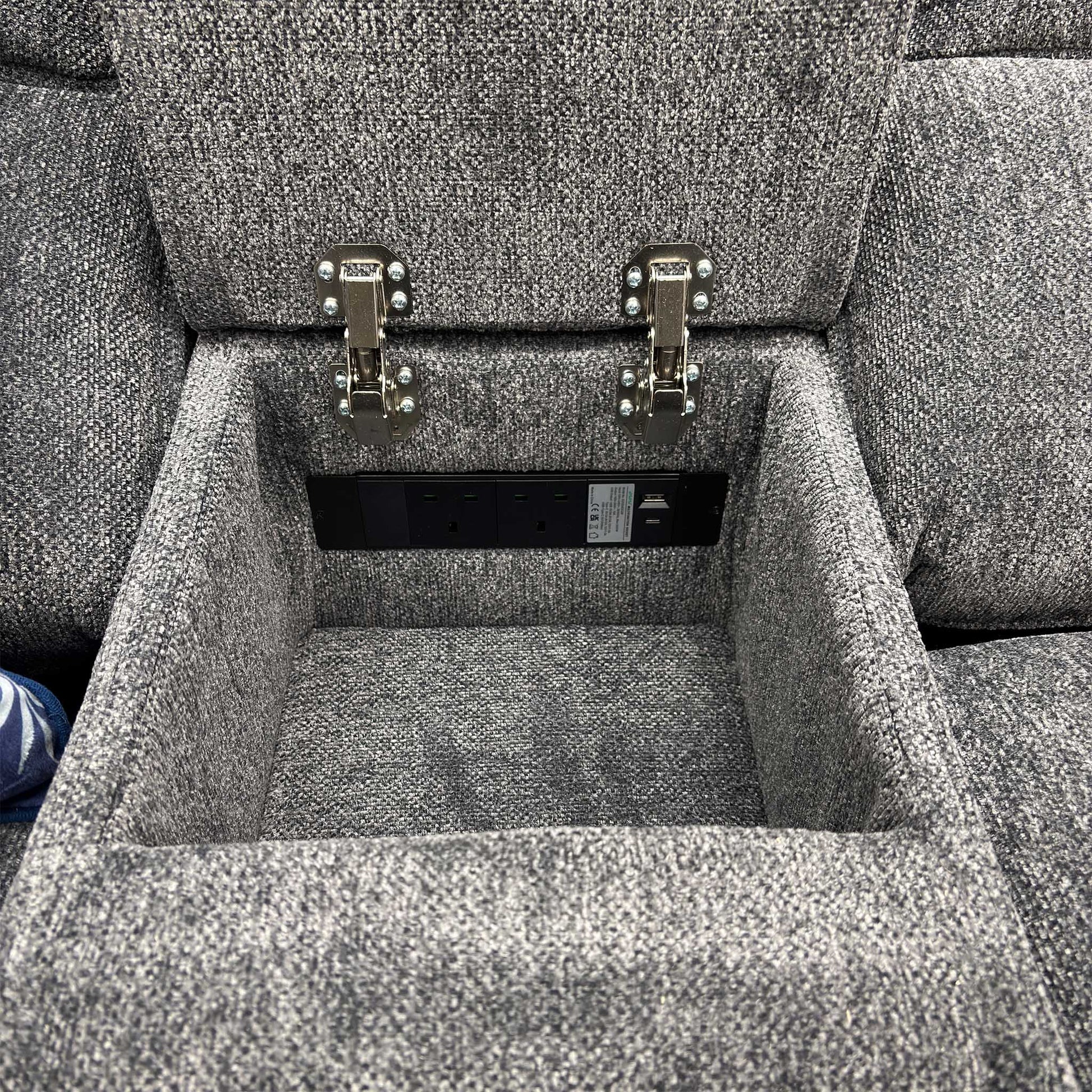 'Costa' Power Recliner Charcoal Grey Weave Fabric Right Hand Corner Sofa with Cupholders, Storage and Bluetooth Speakers and Power Headrests Thornbrook (a Joseph James brand)