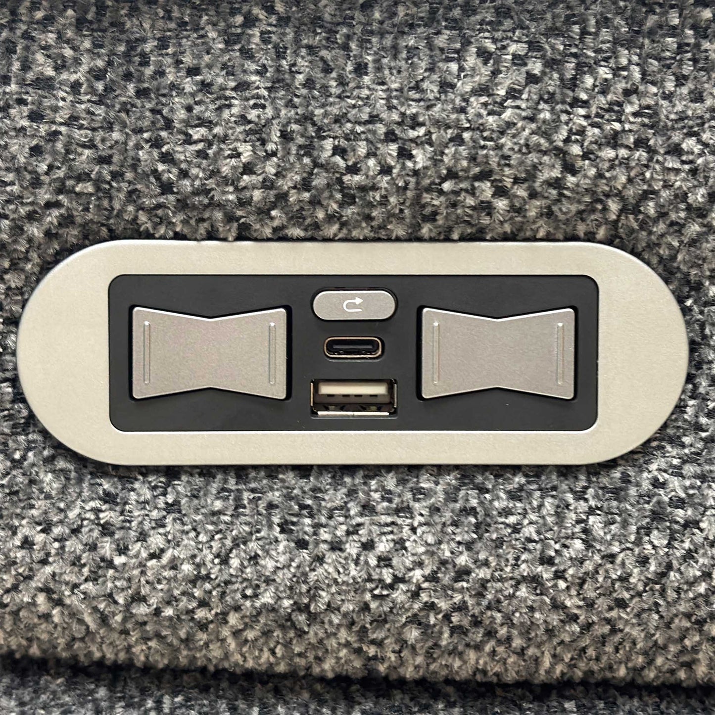 'Costa' Power Recliner Charcoal Grey Weave Fabric Right Hand Corner Sofa with Cupholders, Storage and Bluetooth Speakers and Power Headrests Thornbrook (a Joseph James brand)