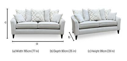 ‘Soho’ Garda Calluna Cp Dw Ft4 Fabric 3 Seater Scatter Back Sofa Furniture Village