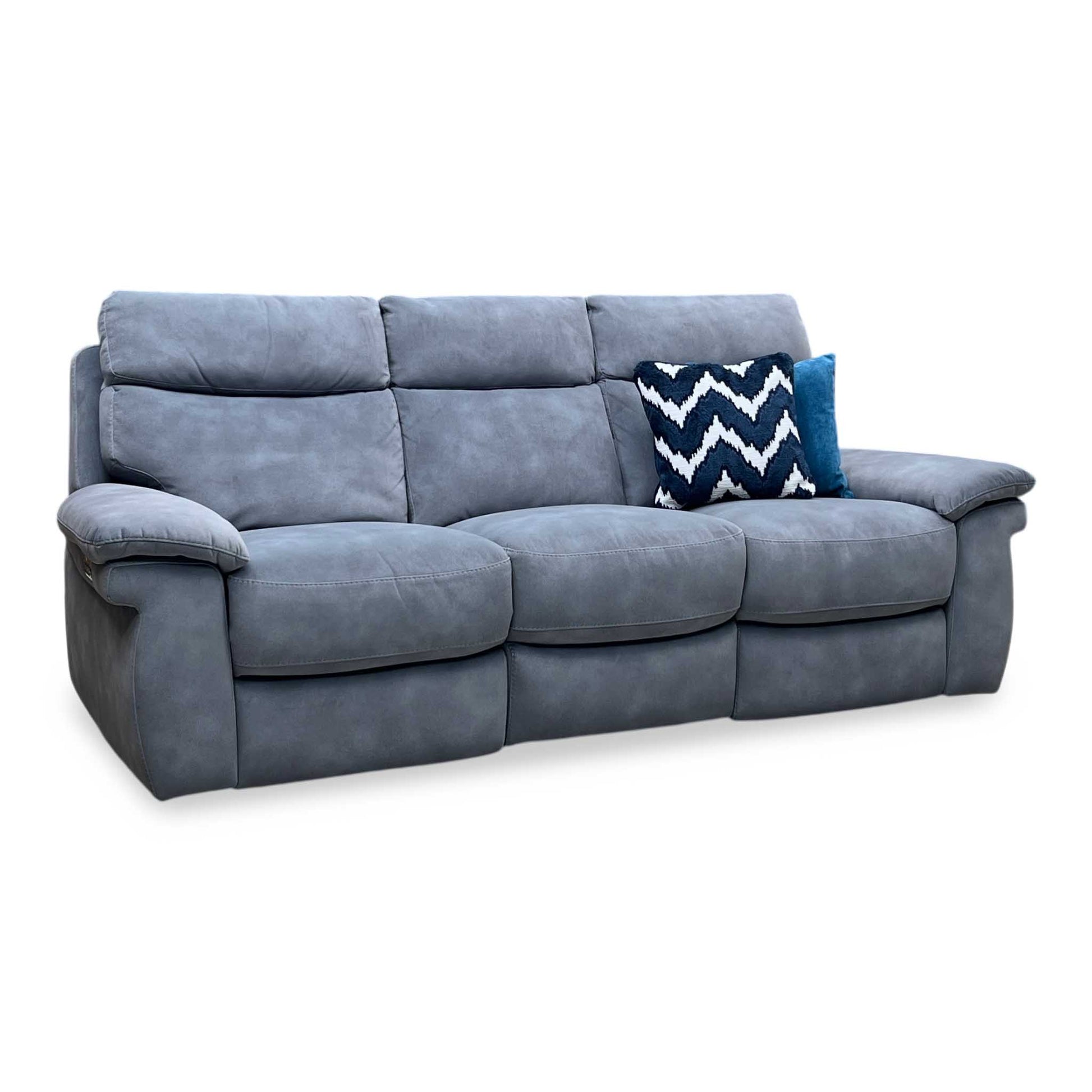 ‘Serene’ SFA-PEY-R12 Elephant Grey Fabric 3 Seater Power Recliner Sofa with Power Headrests and Power Lumbar Furniture Village