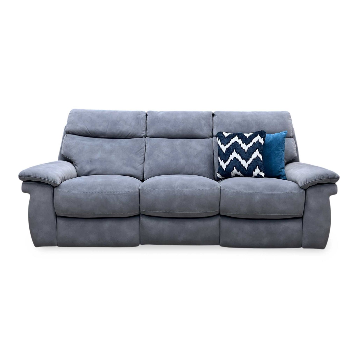 ‘Serene’ SFA-PEY-R12 Elephant Grey Fabric 3 Seater Power Recliner Sofa with Power Headrests and Power Lumbar Furniture Village