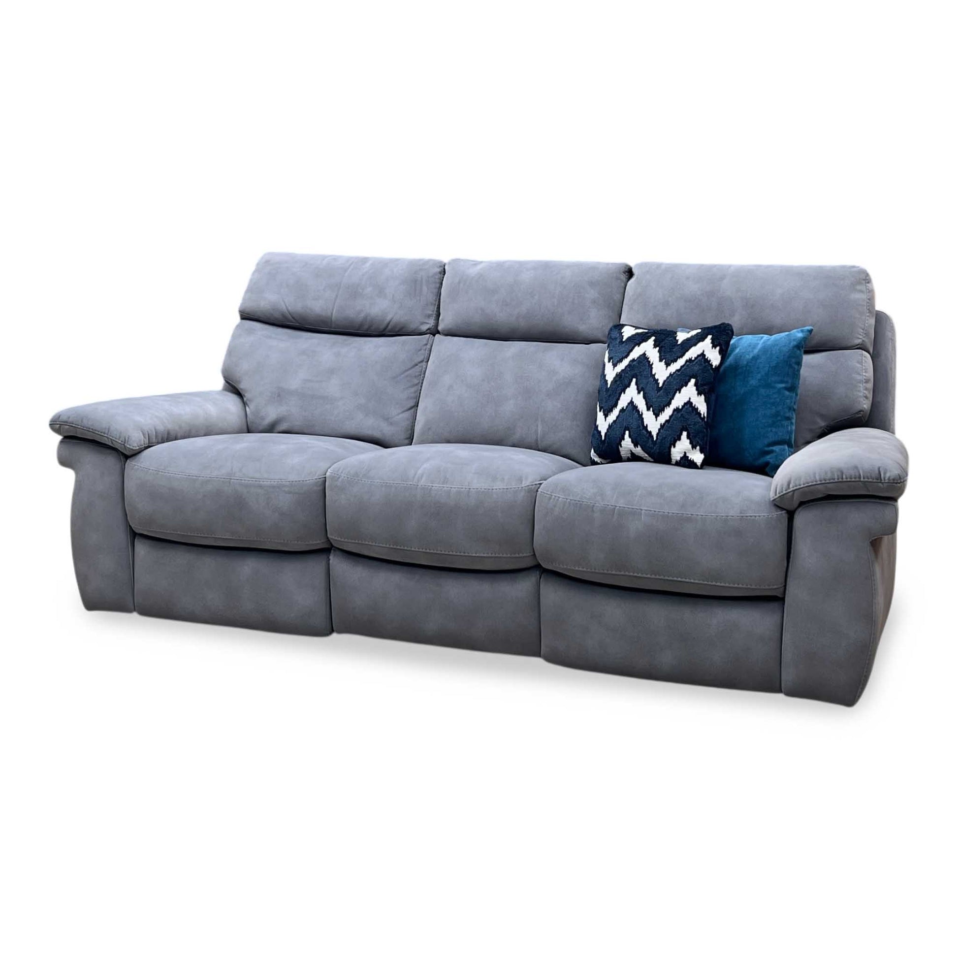 ‘Serene’ SFA-PEY-R12 Elephant Grey Fabric 3 Seater Power Recliner Sofa with Power Headrests and Power Lumbar Furniture Village